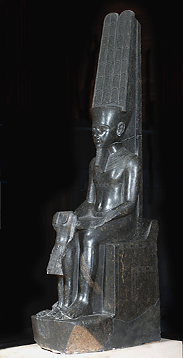 Amun besch�tzt Tutanchamun - 18. Dyn. - 1336-1327 v. Chr., Louvre/Paris (in neuem Fenster)